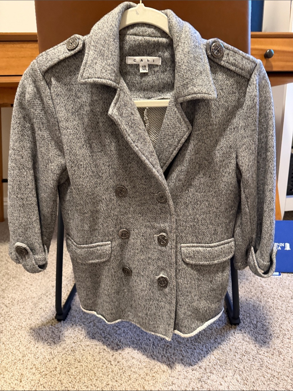 CAbi Gray Double-Breasted Pea Coat